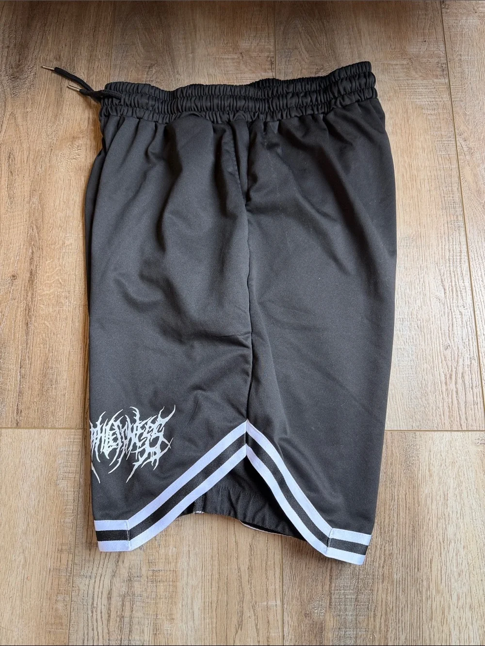 Men's Black Athletic Shorts with Graphic Detail